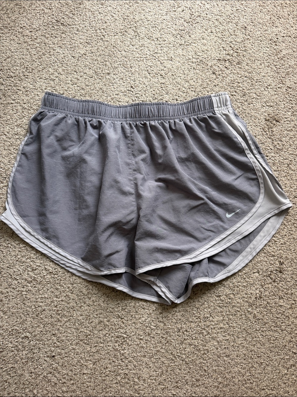 Nike Women's Gray Athletic Running Shorts with White Trim